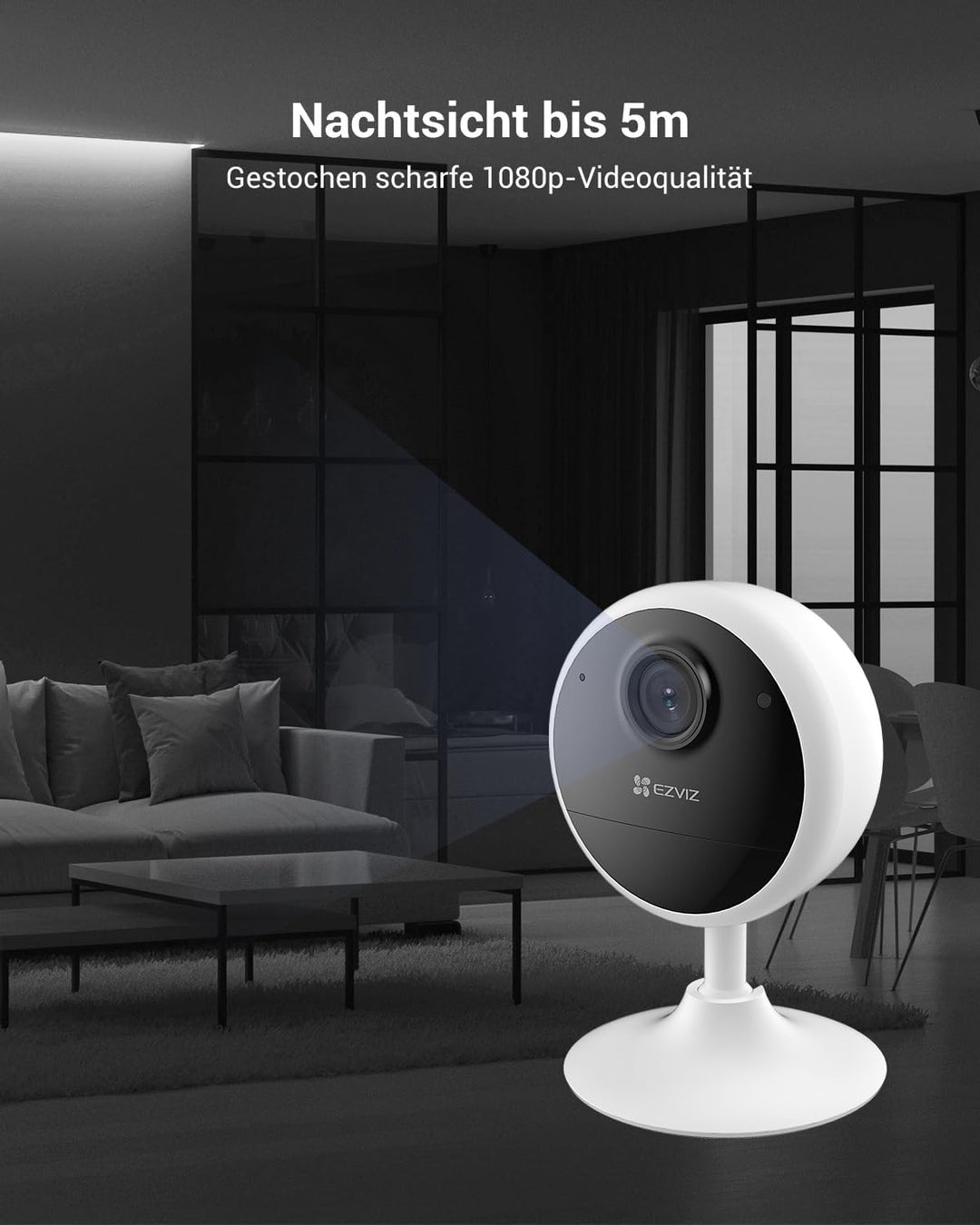 EZVIZ Akku Kamera Innen kabellos, 512GB Speicher, keine Abonnementgebühr, Alexa und Google kompatibe