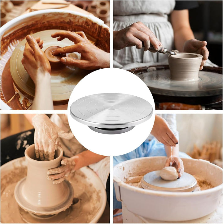 Töpferscheibe, 25cm Aluminium Drehscheibe Craft Clay Drehteller, DIY Tonwerkzeuge Doppelseitige Kuch