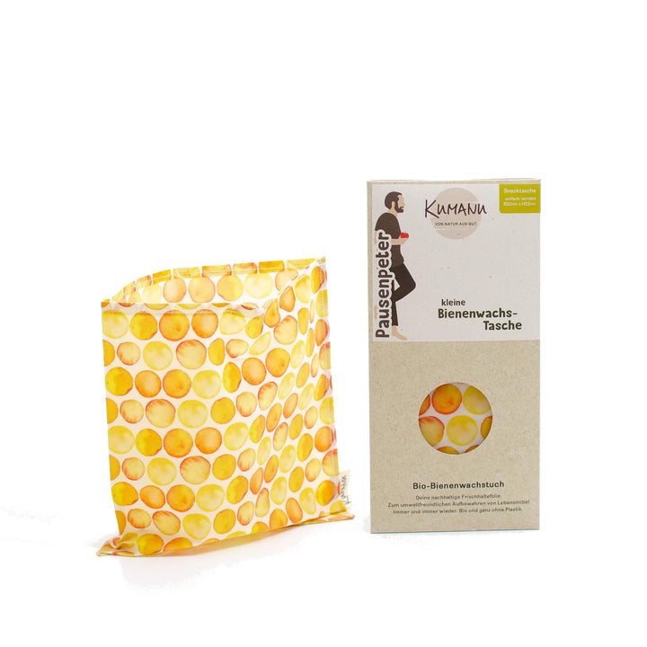 Kumanu | Bio-Bienenwachstuch - Snacktasche PAUSENPETER | Bienenwachstasche B20 x H22cm | plastikfrei