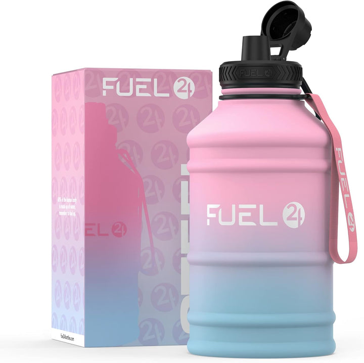 Fuel24 Extra Stark Trinkflasche Edelstahl Metall 1.3L & 2.2L - Auslaufsicher & BPA-Frei Wasserflasch