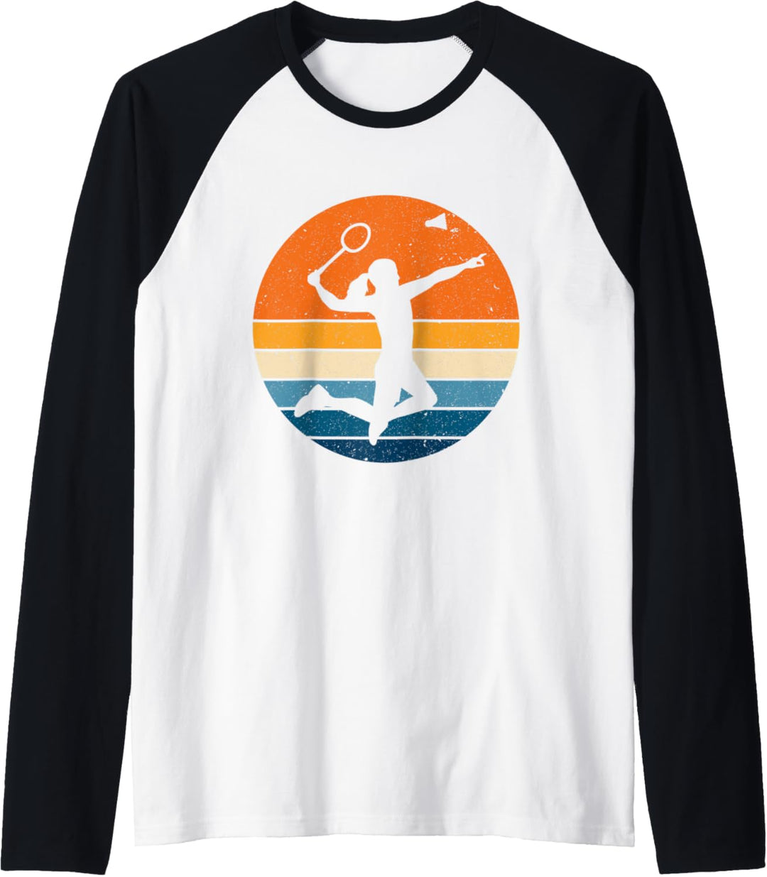 Badminton Sport Retro Vintage Sonnenuntergang Badminton Raglan