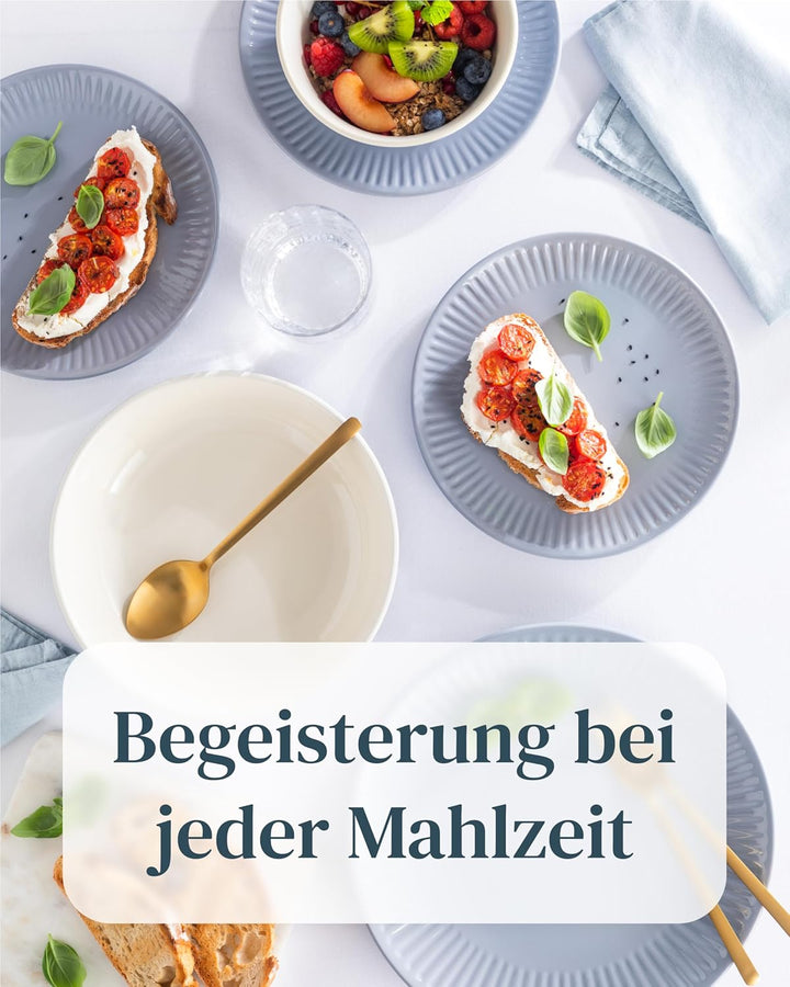 Suppenteller 6er Set Hygge Serie - Premium Steingut, Kratzfest, Für Spülmaschine, Mikrowelle - Styli