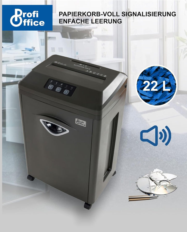Aktenvernichter Super Micro Nano Cut Partikelschnitt P-7 Profi Office Alligator 305 M - 5 Blatt, 30