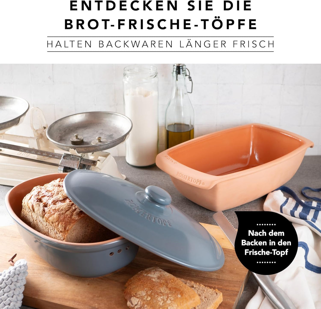 Romertopf Brotbackform aus Keramik Kastenform für 1,5Kg Backgut 34,5cm Brottopf zum Backen von Brot