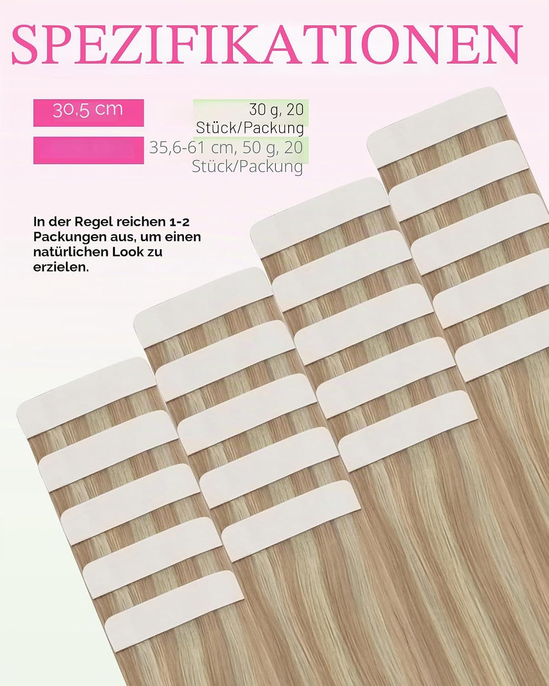 YoungSee Tape Extensions Echthaar Blond Tape in Extensions Aschblond Echthaar Extensions Tape Blond