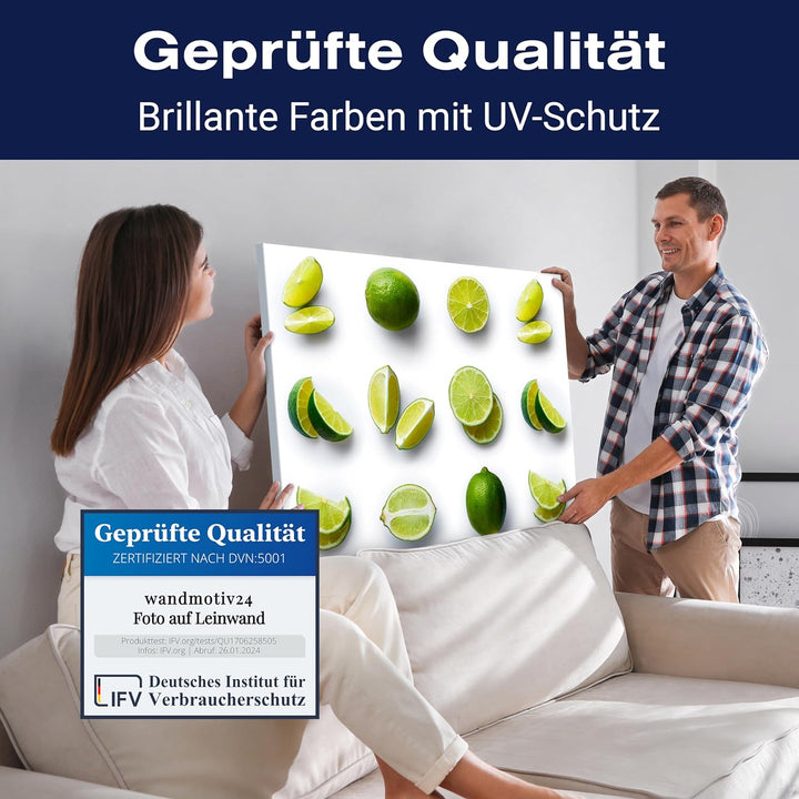 wandmotiv24 Obst & Gemüse als Leinwandbild, 40x30cm, Querformat, Limetten, Früchte, Küche, Lebensmit