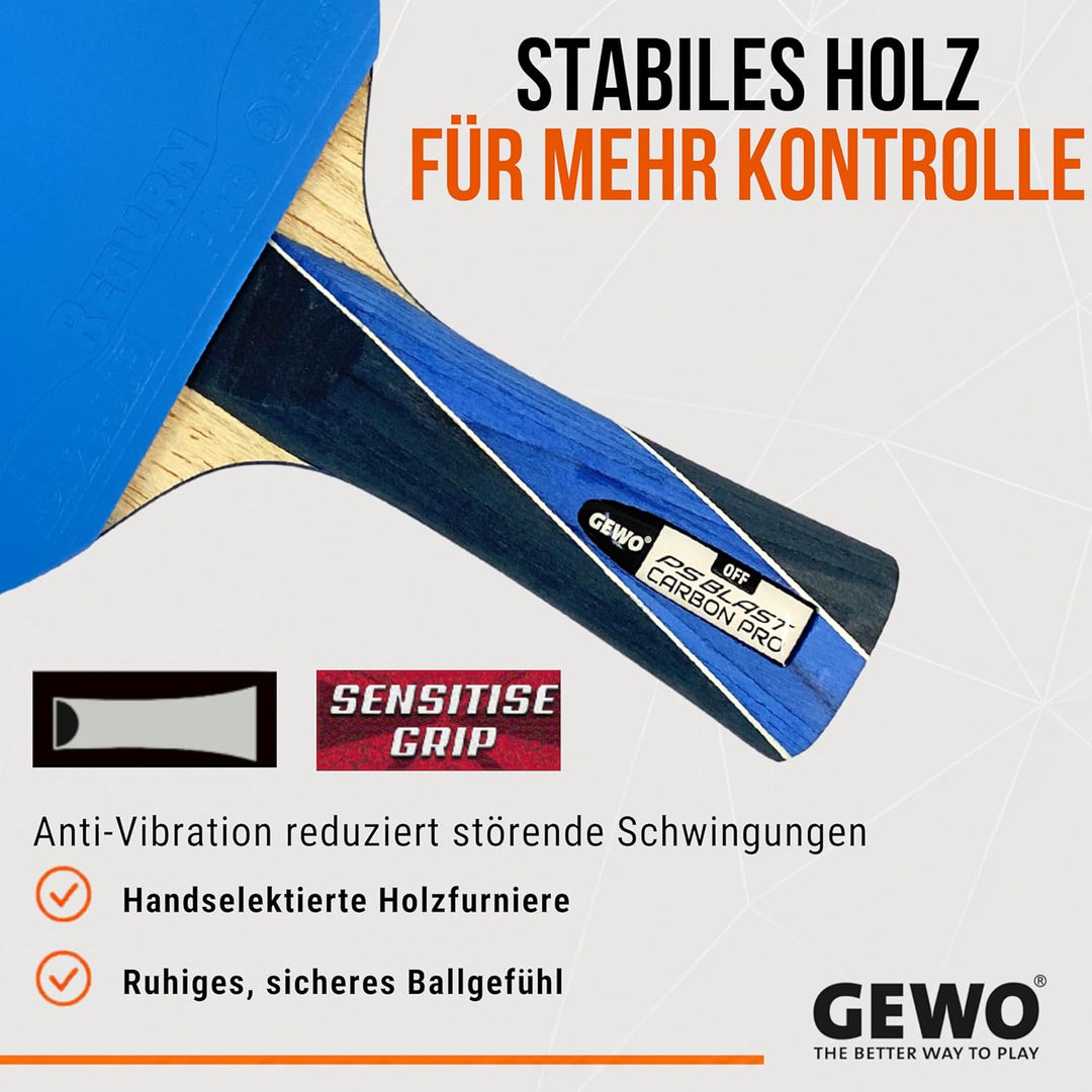 GEWO PS Blast Carbon Pro Tischtennisschläger - ITTF genehmigter Profi-Tischtennisschläger, Carbon-Sc