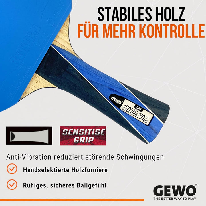 GEWO PS Blast Carbon Pro Tischtennisschläger - ITTF genehmigter Profi-Tischtennisschläger, Carbon-Sc
