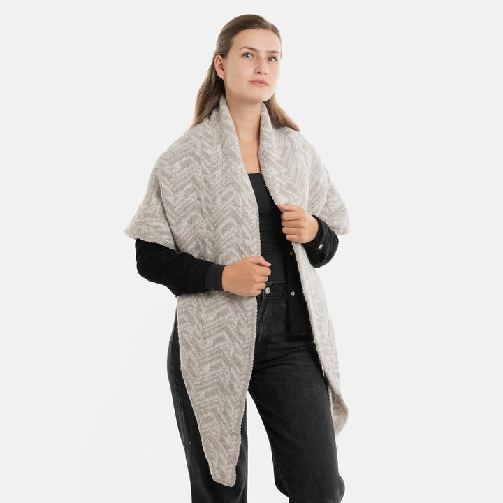 KNIT FACTORY - Dreiecksschal Josh - Damen Strickschal mit Wolle - Umschlagtuch für den Herbst und Wi