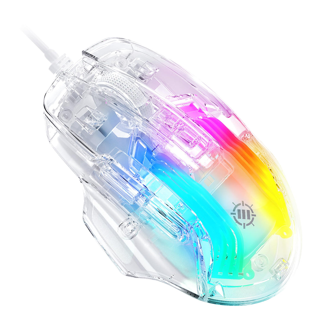 ENHANCE Theorem 3 Weisse Gaming-Maus – Kabelgebundene Maus für PC mit 7 Programmierbaren Tasten, Ein