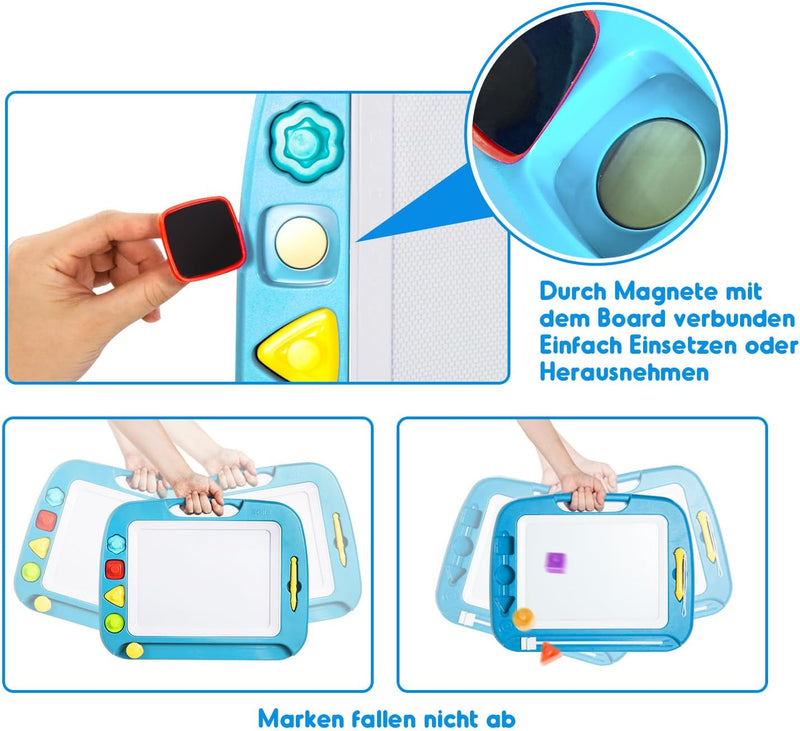 SGILE Grosse Magnetische Maltafel Zaubertafel, 42x32cm Zeichentafel Zaubermaltafel Malbrett mit 4 Fo