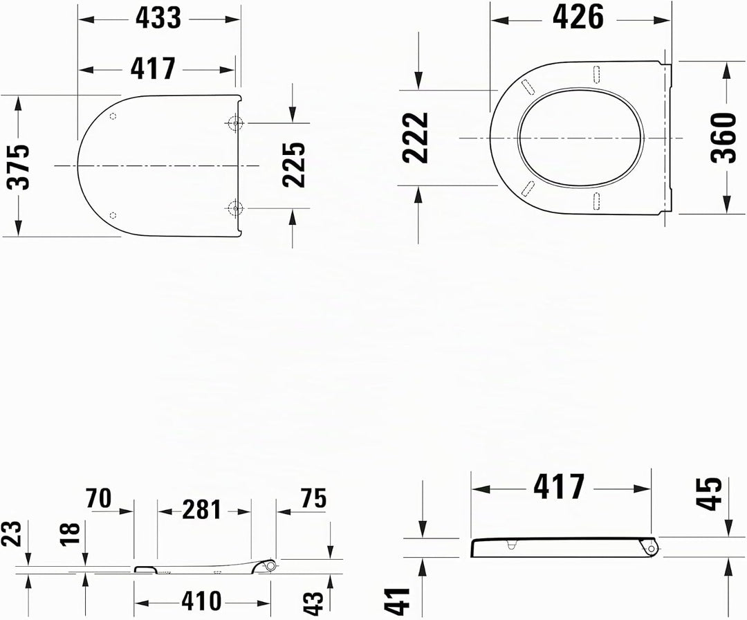 Duravit WC-Sitz Univavo, D-shaped Compact, Klobrille mit doppelter Absenkautomatik, Toilettendeckel