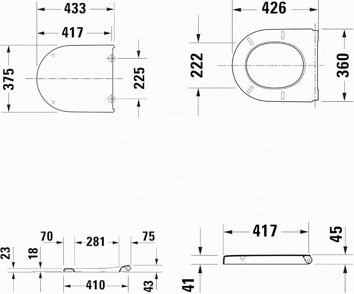 Duravit WC-Sitz Univavo, D-shaped Compact, Klobrille mit doppelter Absenkautomatik, Toilettendeckel