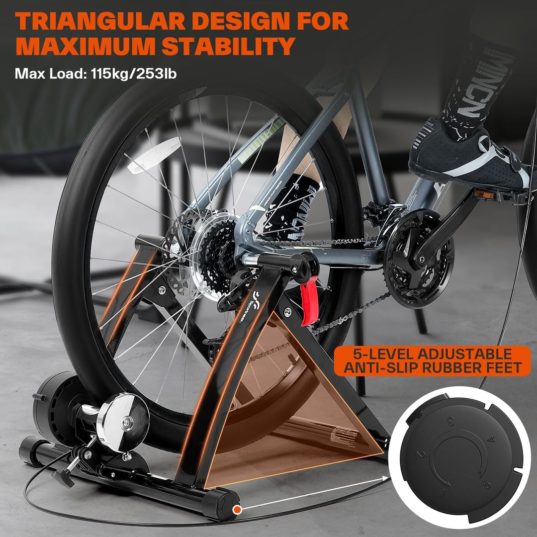 Sportneer Rollentrainer Fahrrad - Magnetischer Rollentrainer für 26-28" & 700C Schnellspanner Vorder