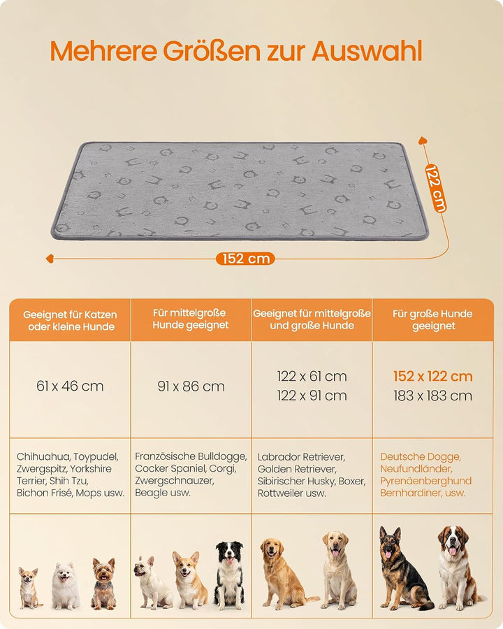 Feandrea Hundedecke, 2er Set, Wiederverwendbare Hundematte, 152 x 122 cm, XXL, wasserdicht, auslaufs