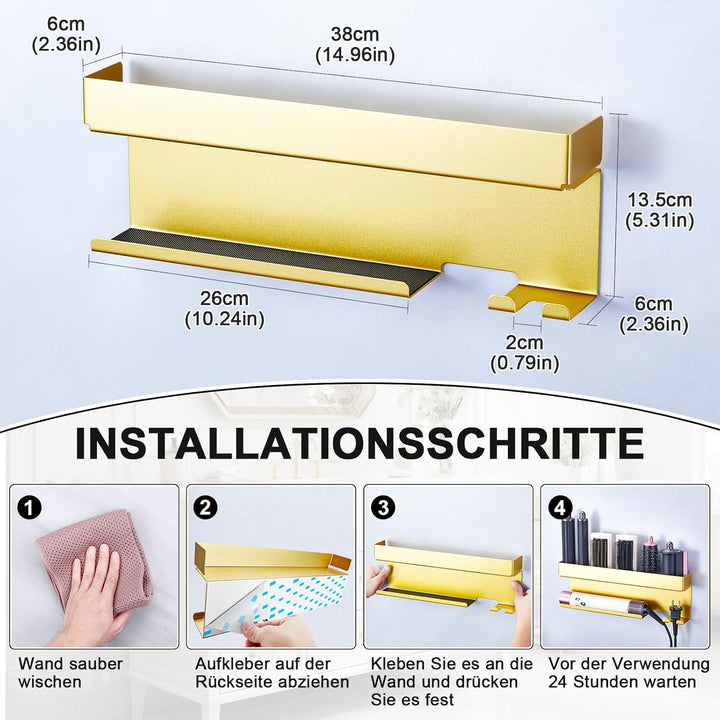 Föhnhalter Wand Ohne Bohren, Föhn und Glätteisen Halterung Für Styler Lockenstab Zubehör, Fönhalteru
