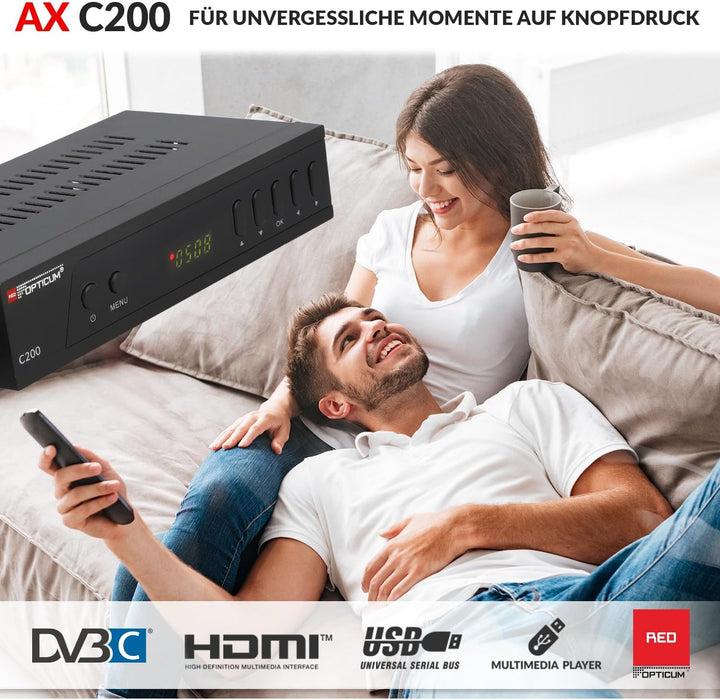 RED OPTICUM C200 HD Kabelreceiver I Digitaler Kabel-Receiver HD mit LED-Display - EPG - HDMI - USB -