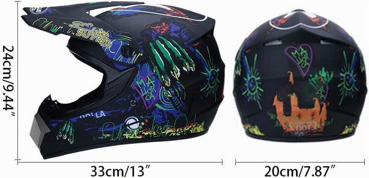 Bonbela Helm Professioneller Motocross Helm Kinder Erwachsene Motocross Dirt Bike Offroad Motorradhe
