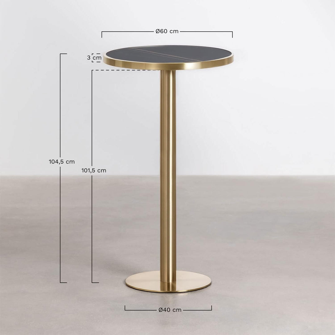 SKLUM Runder Stehtisch aus Steinzeug (Ø60 cm) Manhattan Weiss Gold Champagne, Weiss Gold Champagne