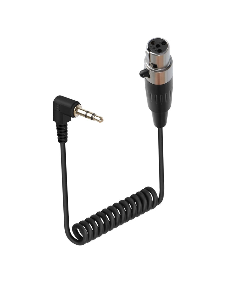 RIIEYOCA Mini XLR 4Pin zu 3.5mm TRS Spiralkabel Kurz, 90 Grad 1/8 Zoll Klinke TRS Stecker zu Mini XL