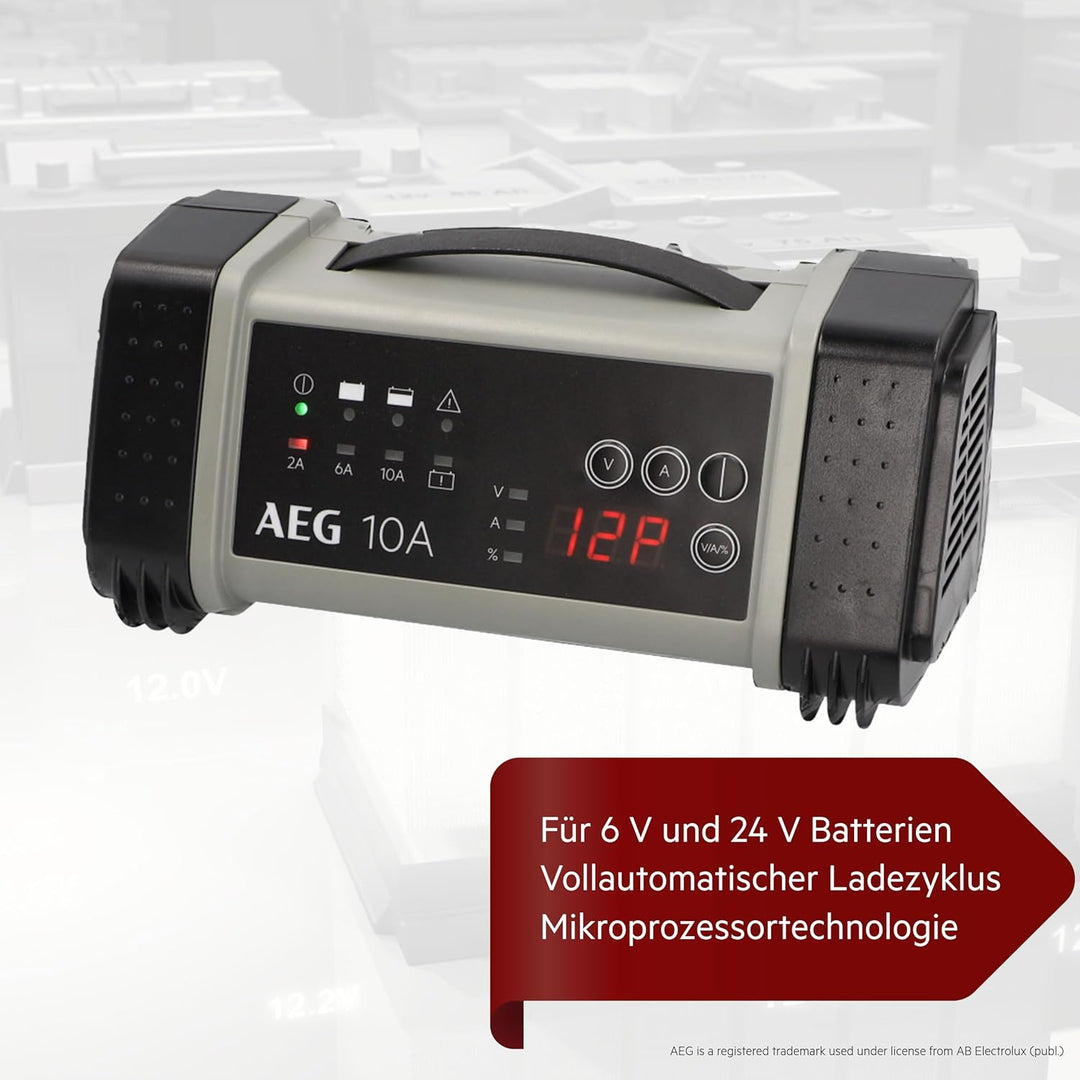 AEG Automotive 97024 Mikroprozessor-Ladegerät LT 10 Ampere für 12 und 24 V Batterien, 9-stufig 10 Am