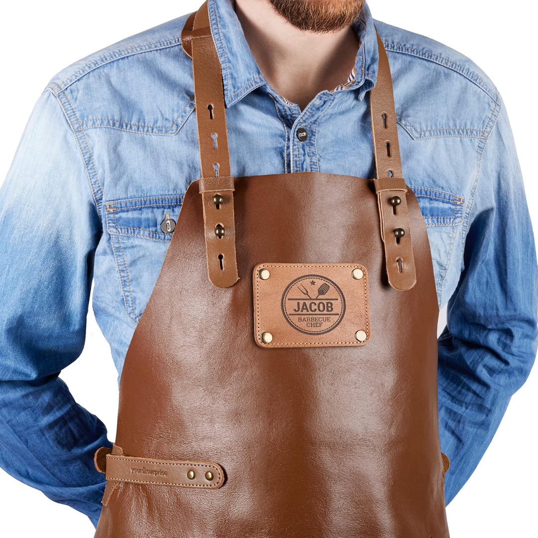 Personalisierbare Lederschürze zum Grillen - Für Männer und Frauen personalisierbar als Geschenk für