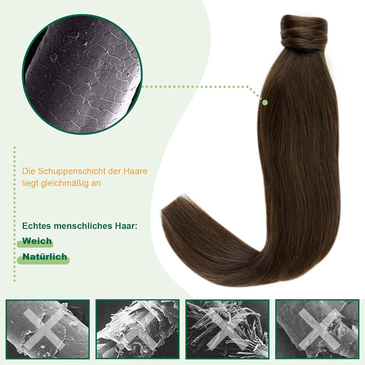 Easyouth Zopf Echthaar Extensions Braun Zopf Haarverlangerung Remy Echthaar Ponytail Extensions Dunk