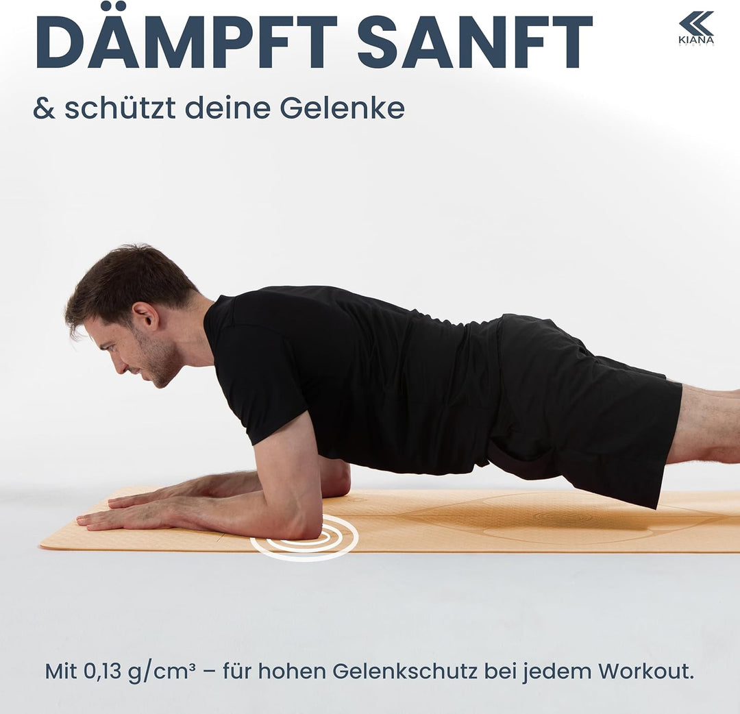 Yoga Matte – Rutschfeste Sportmatte in Deutschland entwickelt – 2 Komfort-Dicken – Formstabile Yogam