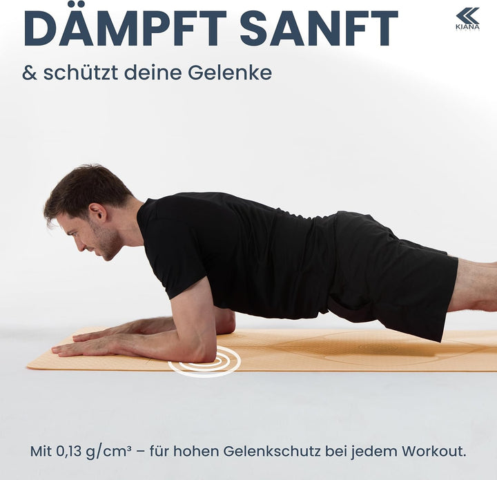 Yoga Matte – Rutschfeste Sportmatte in Deutschland entwickelt – 2 Komfort-Dicken – Formstabile Yogam