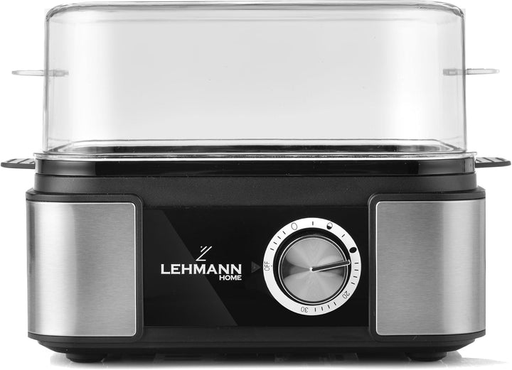 LEHMANN Eierkocher Edelstahl bis zu 6 Eier - Egg Cooker mit Härtegradeinstellung und Signalton - Per