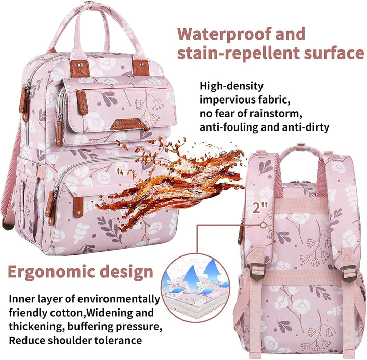 Legestori Diaper Bag Backpack, Baby Girl Diaper Bag with Insulated Pockets and Stroller Straps L-pin