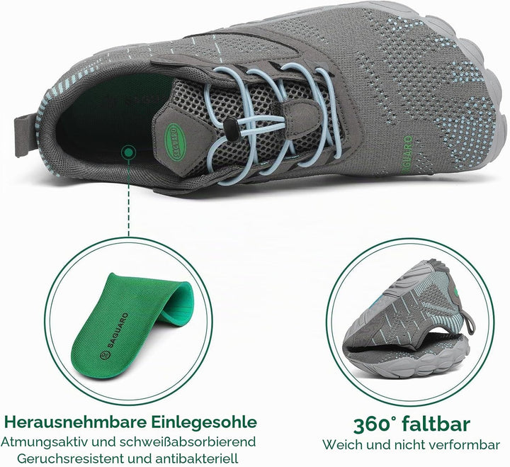 SAGUARO Herren Damen Barfussschuhe - Atmungsaktiv rutschfest Barfussschuhe - mit Breite Zehenbox und