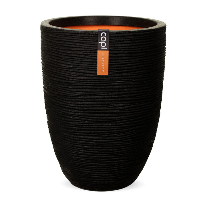Capi Europe - Pflanzgefäss elegant niedrig Rib NL - Schwarz - Ø 34 x H 46 - BlumenBlumentopf - ÜberB