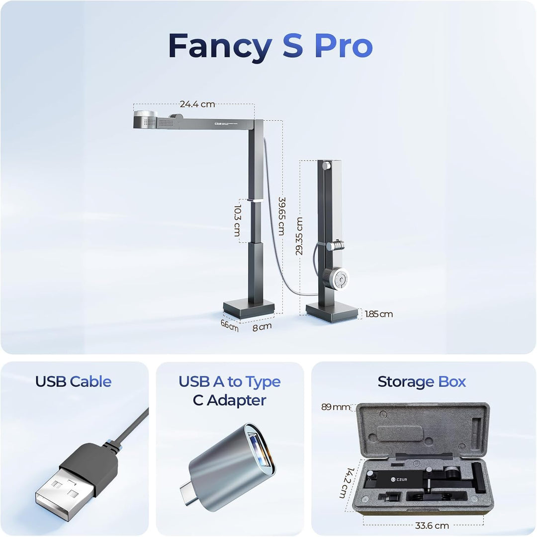 CZUR Fancy S Pro 4K USB-Dokumentenkamera & 12MP Webcam mit LED-Licht und Mikrofon, bis zu 60 fps, Au