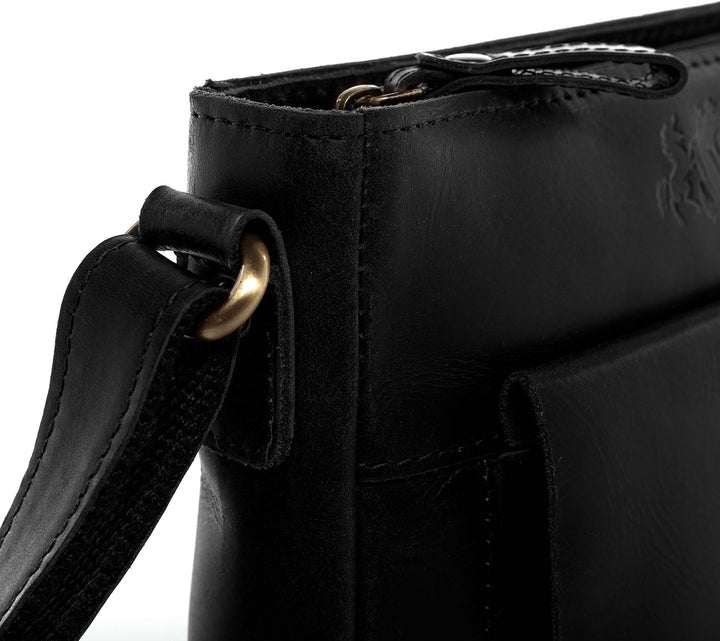 SID & VAIN Schultertasche YALE aus Premium Leder I Handtasche Schultergurt klein für Damen I Umhänge