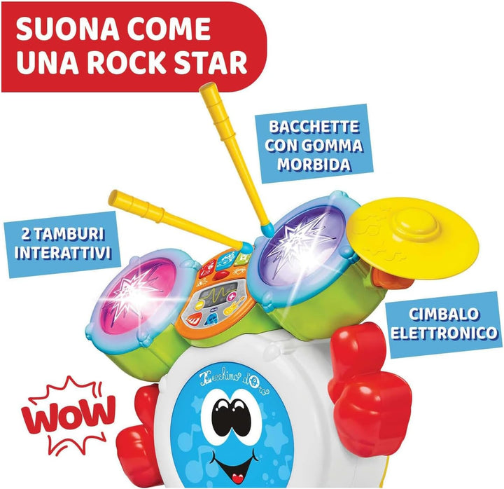 Chicco Rock Band Drums, Kindertrommeln, aufrüstbare elektronische Musikinstrumente mit 4 Arten von M