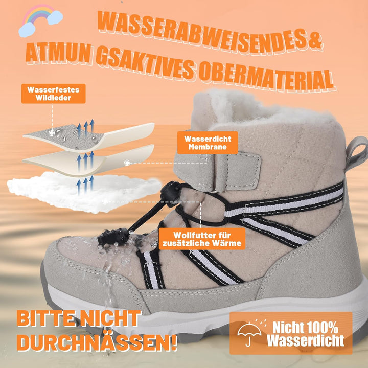 visionreast Winterstiefel Mädchen Winterschuhe Kinder Junge Wanderschuhe mit Wollfutter Schneestiefe