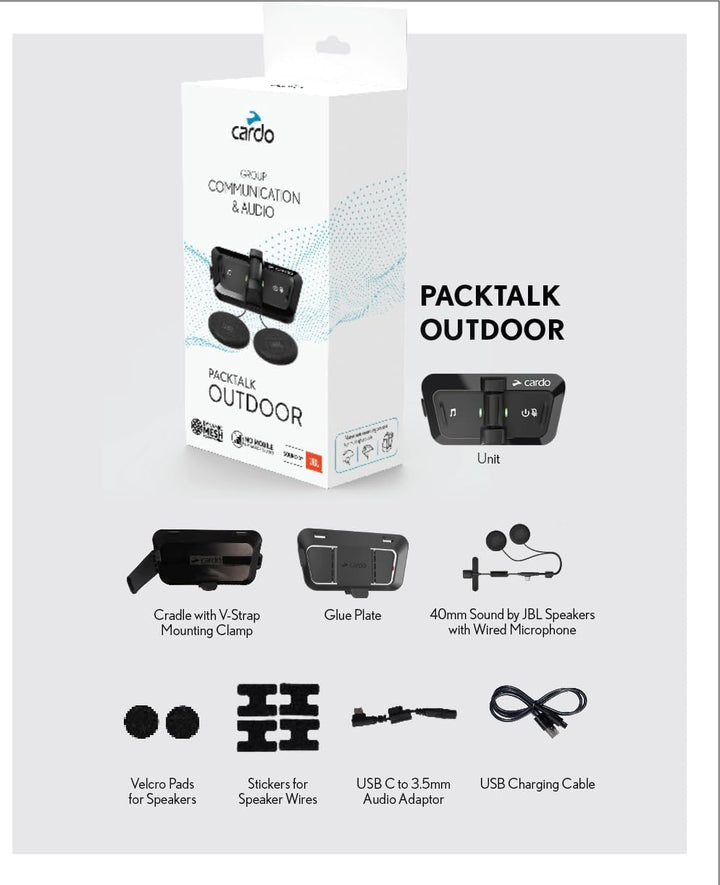 Cardo PACKTALK Helm-Kommunikationssystem, ideal für Ski, Snowboard und Radfahren, Einzelpackung, Out