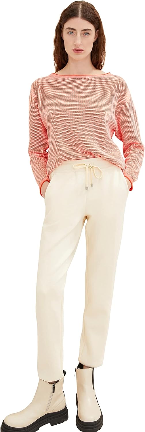 TOM TAILOR Damen Strickpullover aus Bio-Baumwolle XS 31310 - Red Bubble Structure, XS 31310 - Red Bu