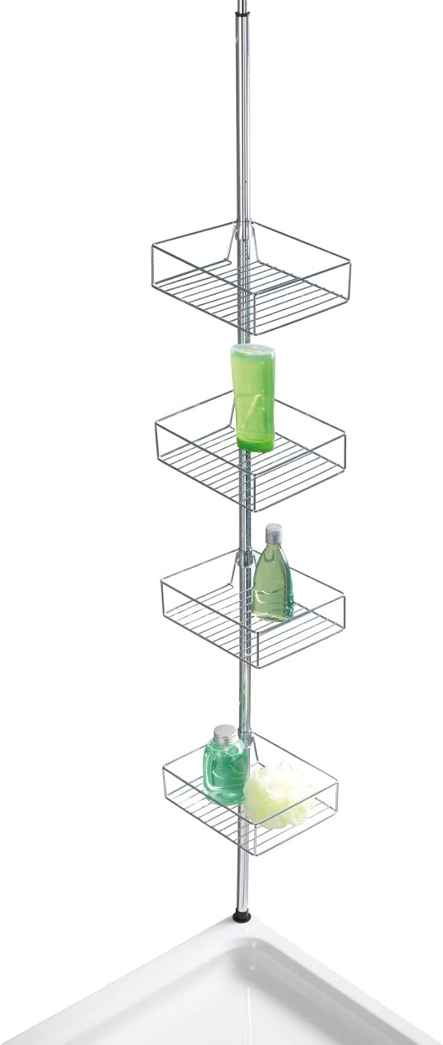 WENKO Teleskopregal Domaso mit extra tiefen Körben Edelstahl, Edelstahl rostfrei, 25 x 65-275 x 20 c