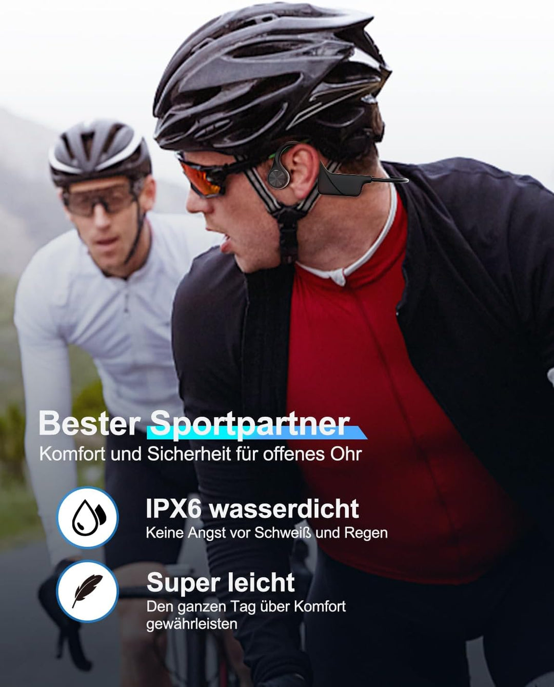 knochenschall kopfhörer Bluetooth, Bluetooth kopfhörer Sport 5.3, Open-Ear Sport Kopfhörer mit Mikro
