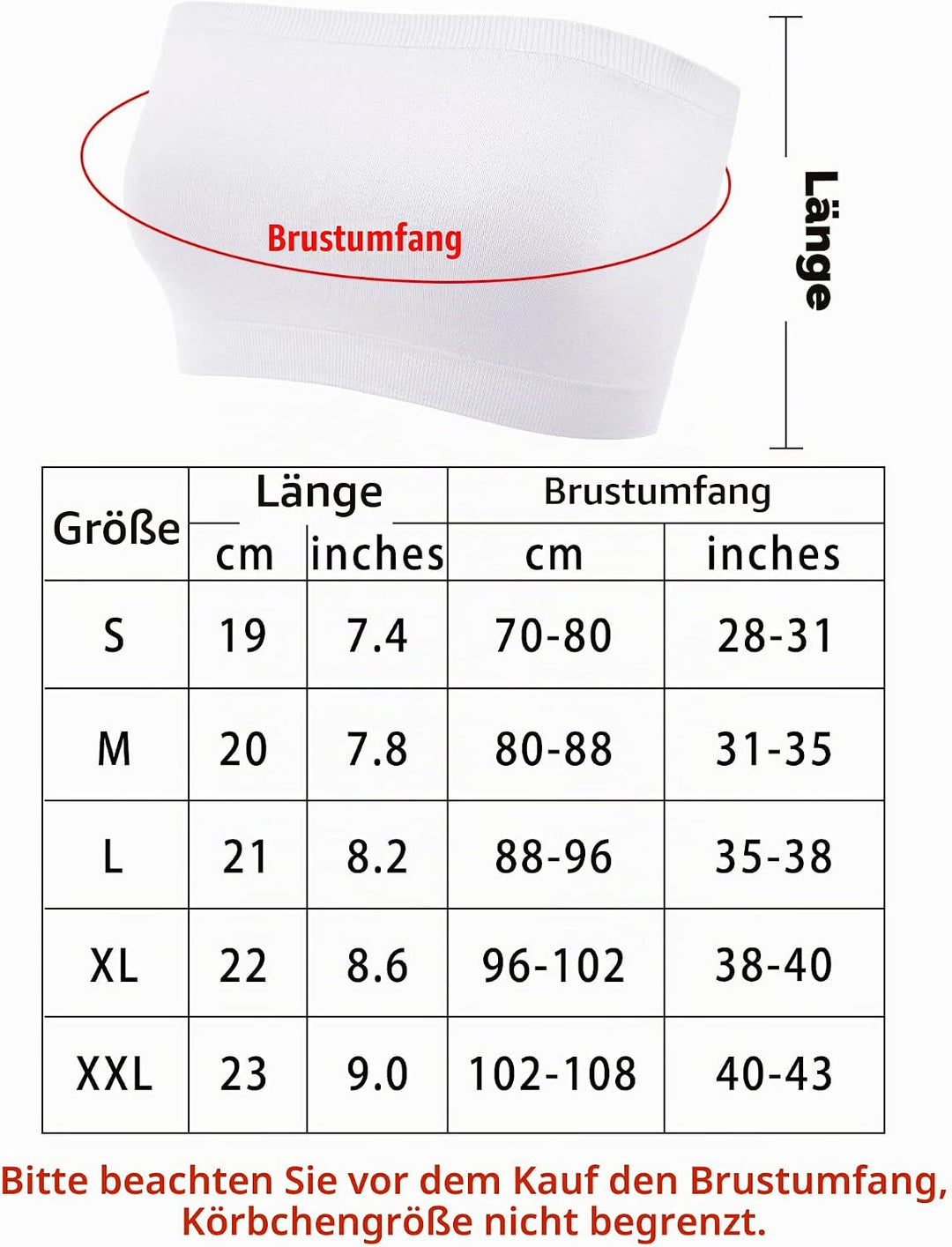 Bandeau-BH für Damen, trägerloser Bralette, Nahtloser Bandeau-BH, ungepolstert, Stretch-Oberteil, 4