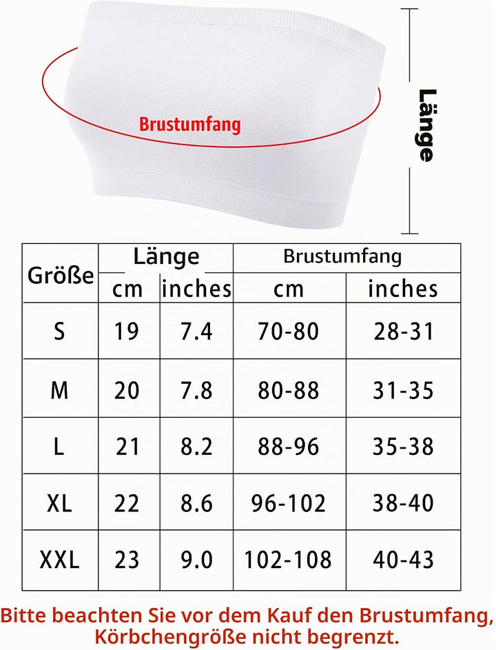 Bandeau-BH für Damen, trägerloser Bralette, Nahtloser Bandeau-BH, ungepolstert, Stretch-Oberteil, 4