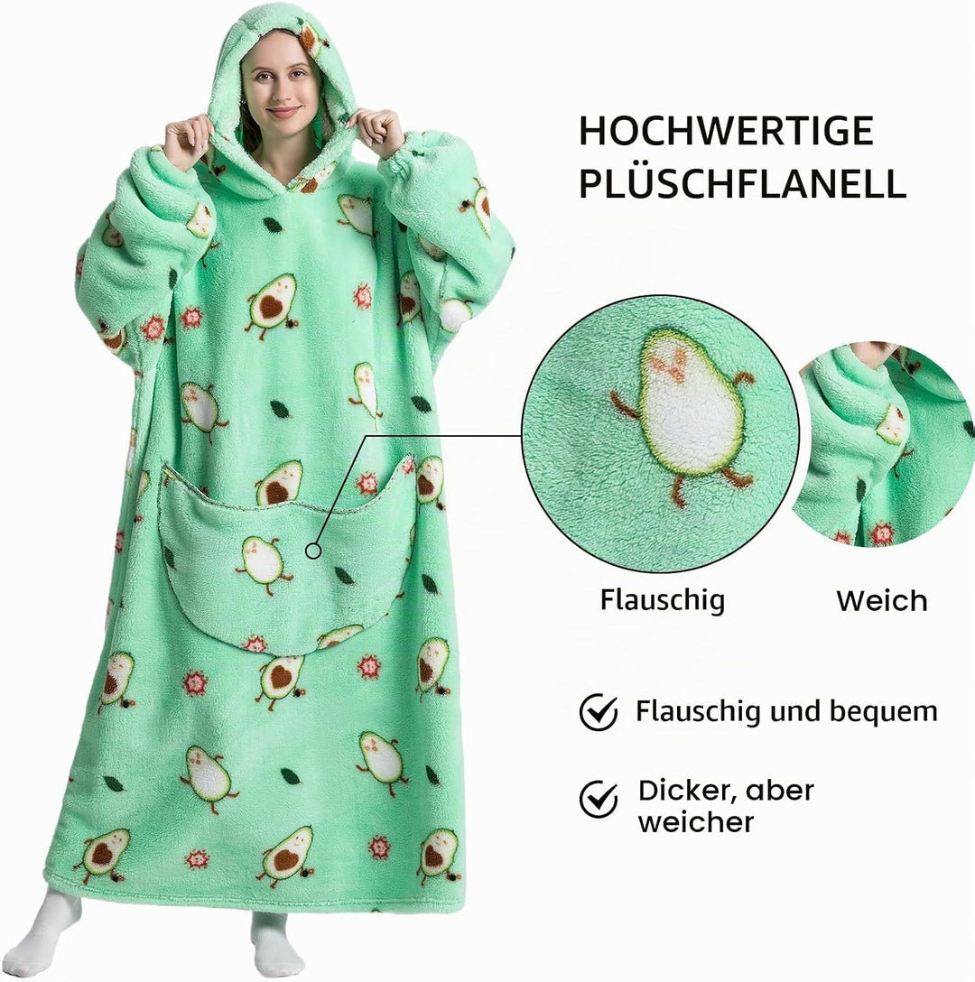 Ultra Weiche Hoodie Decke mit Ärmeln Warme Flanell Decke zum Anziehen für Zuhause Sofa und Bett, Kus