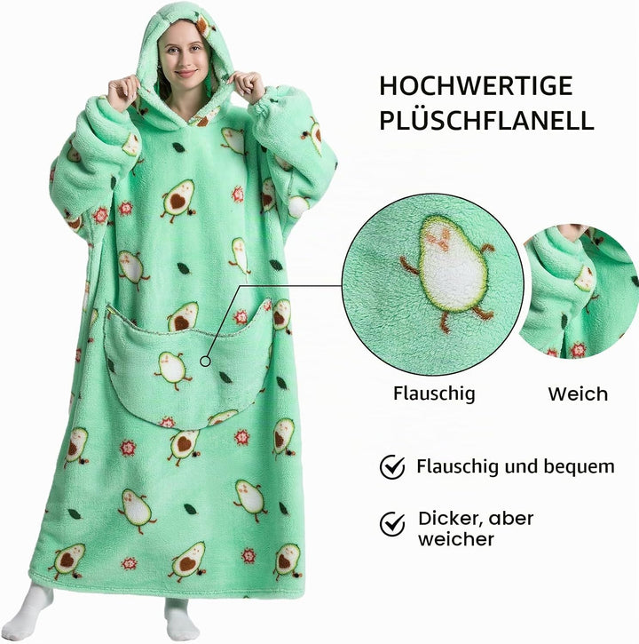 Ultra Weiche Hoodie Decke mit Ärmeln Warme Flanell Decke zum Anziehen für Zuhause Sofa und Bett, Kus