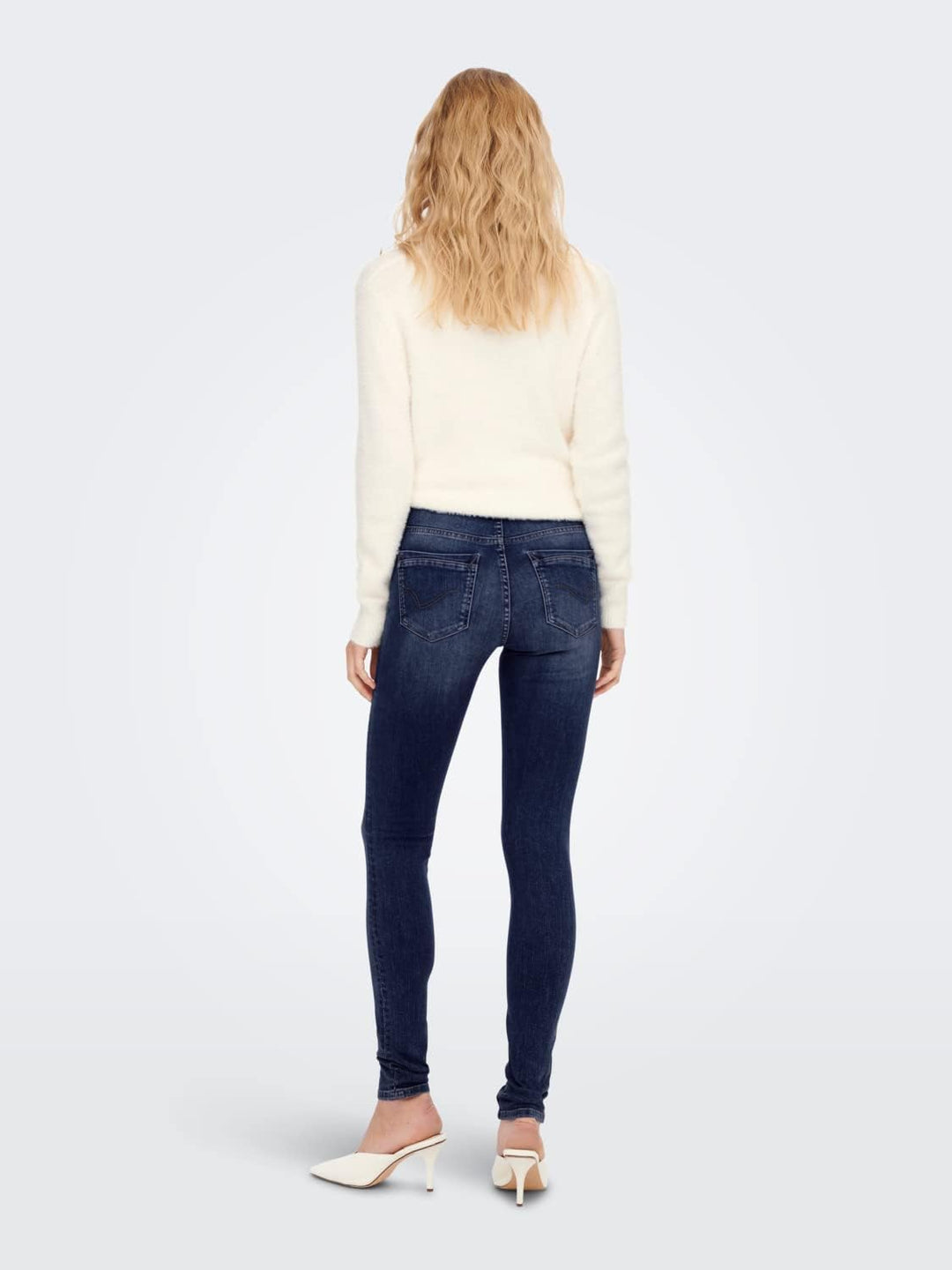 ONLY Damen Onlpaola Hw Sk DNM Tai Jeans, Dark Blue Denim