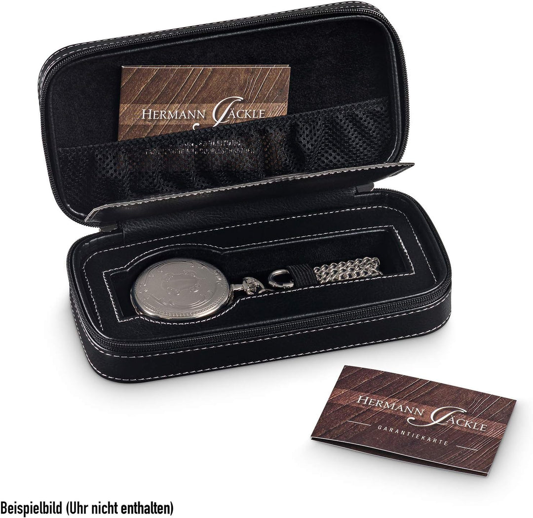 Hermann Jäckle Koblenz II BigDate Quarz Taschenuhr mit Kette & Reiseetui