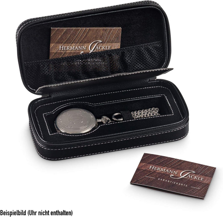 Hermann Jäckle Koblenz II BigDate Quarz Taschenuhr mit Kette & Reiseetui