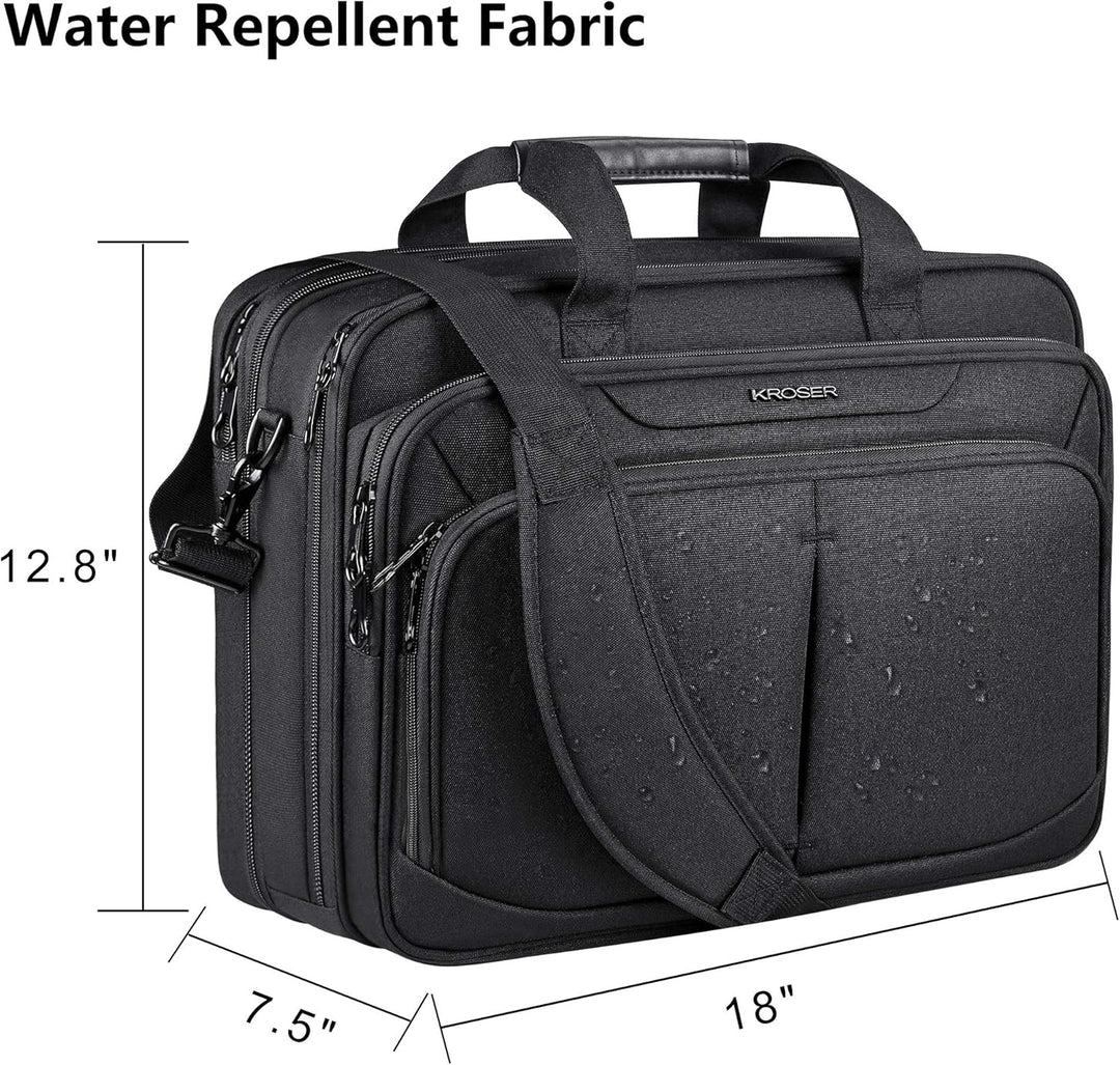 KROSER LaptopTasche 18" Upgrade Erweiterbare Leichte Aktentasche für 17,3" Laptop Premium Arbeitstas