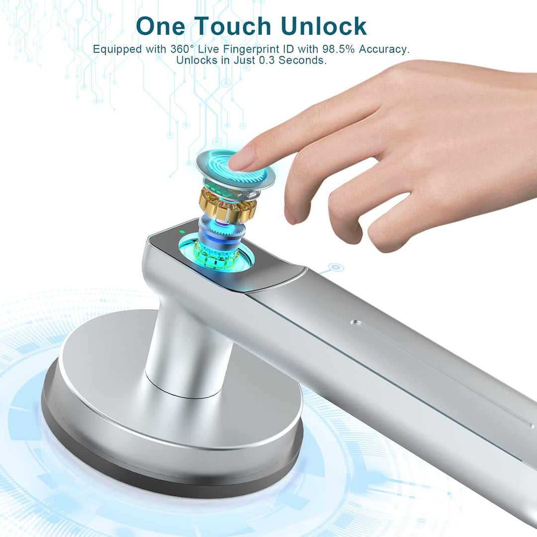 Foxgard Smart Fingerprint Door Lock,Keyless Entry Door Lock with Handle,Biometric Door Lock,Room Doo